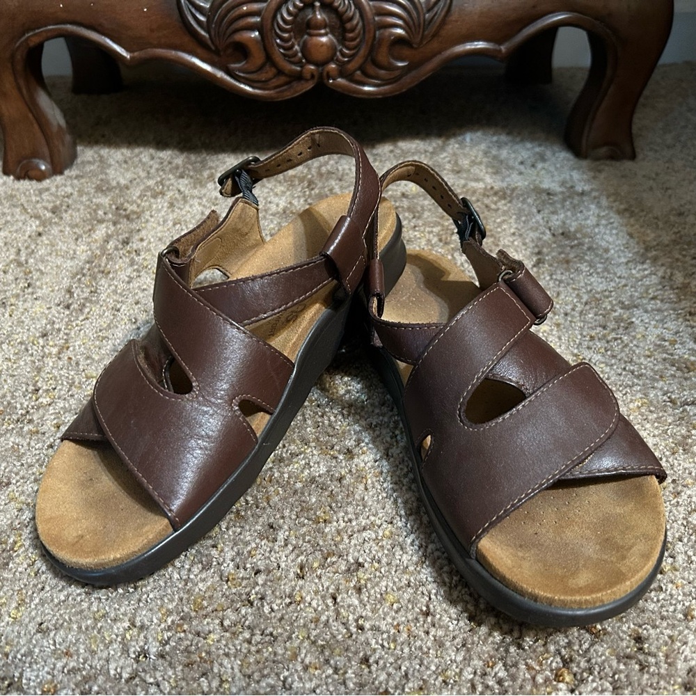 SAS Dark Brown Leather Sandals